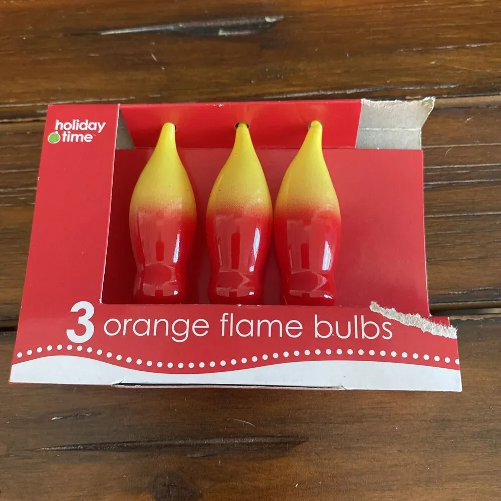 3 Replacement Orange Flame Bulbs Lamp Halloween Christmas Candelabra 120V 7W New